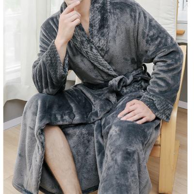 China Luxury Five Star Hotel Flannel Winter Couples Pajamas Long Flannel Bathrobe Thick Warm Loose Thermal Luxury Pajamas for sale