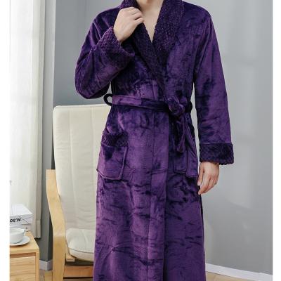 China Logo Hotel Thermal Custom Embroidered Flannel Thickened Hotel Thermal Spa Pajamas Bathrobe Home Extended Bathrobe for sale