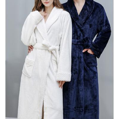 China Winter Mens/Womens Bathrobe Autumn/Winter Thermal Thick And Long Coral Velvet Couples Flannel Bathrobe Hotel Spa for sale