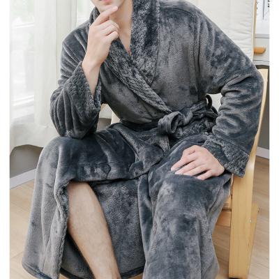 China Men's/Women's Winter Bathrobe Men's Coral Velvet Flannel Long Bathrobe Hotel Thick Long Thermal Bathrobe Autumn/Winter for sale