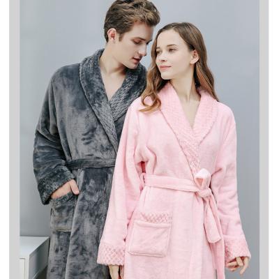 China Women's Luxury Winter Pajamas Robe Loose Thickened Warm Thermal Flannel Long Hotel Bathrobe Thick Custom Spa Bathrobe for sale