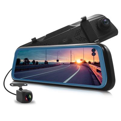 China Full Touch Screen Camera HD 1080P Dual Dash Car Mirror Dash Cam Stream Rear View Mirror Car Camera With 9.66inch Universal for sale