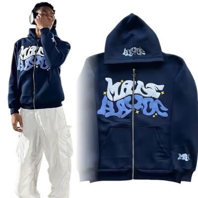 China Anti-wrinkle apparel manufacturers custom zip up hoodie puff print logo for apparel designing services for sale