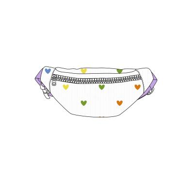 China Unique Water Proof Factory Price Embroidery Heart Printed Girls Waist Bag Fanny Pack Customized Waist Belt for sale