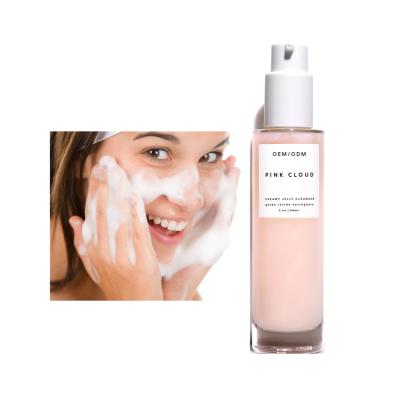 China Acne Treatment OEM Private Label Natural Pink Cloud Jelly Cleanser Cera Foam Creamy Facial Scrub Cleanser for sale