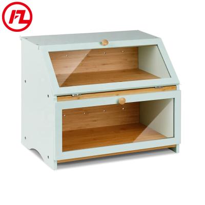 China FZ bread bin, stainless steel with bamboo chopper with ventilation holes for longer freshness, bread box, food box OEM for sale