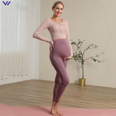 China Breathable Warm Safety Soft Waist Cover Abdomen High Belly Up Pregnancy Maternity Leggings High Waist Pregnant Women for sale