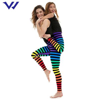 China Breathable Autumn And Winter Mother And Daughter New Printed Striped Pants Fitness Running Sports Circle Striped Leggings for sale