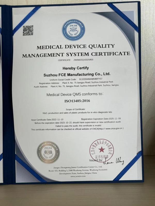 Mamel CertifeMEDICAL DEVICE QUALITYMANAGEMENT SYSTEM CERTIFICATE - Suzhou FCE Precision Electronics Co., Ltd.