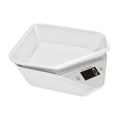 China With Scale Tray Waterproof 5KG Weighing Capacity Digital Display Detachable Plastic Dog Bird Food Feeding Bowl for sale