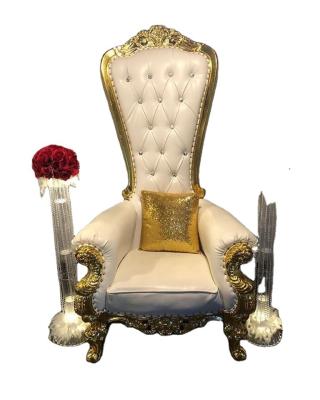 China King Modern Gold Stainless Steel Luxury Double Back Wedding Throne Chair High for sale