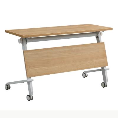 China Strong Steel Frame Modern Simple Wood Rectangle Good Price Good Price Stability Training Desk Folding Foldable Training Table for sale