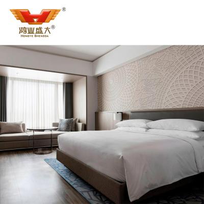 China Comfortable Wooden Bedroom Furniture High Double Bedroom Furniture Hotel Headboard Bed for sale