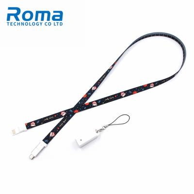 China Business Convenient Gift OEM Charging Lanyard 3 in 1 USB Cable Phones Lanyard Hanging Cord Micro Usb Cable for sale