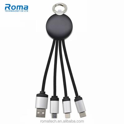 China Convenient Personalized Gifts Braided 3 in 1 USB Charging Cable LED Logo Light Up USB Cable for sale