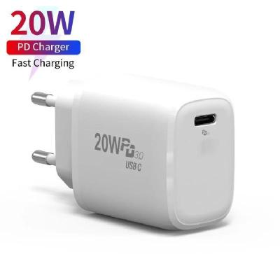 China Type-C Fast Power Mobile Phone Charger US/UK/EU Palladium Mobile Phone Factory Wholesale Price 20W Palladium Adapter for sale