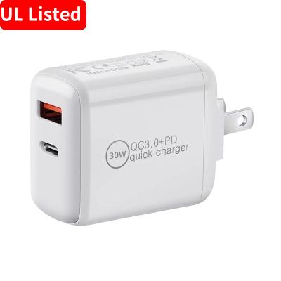 China Mobile Phone MDH Amazon 30W PD+QC3.0 USB Type C Wall Dual Port Fast Charger Portable Cell Phone Adapter For iPhone 14 13 12 For Samsung for sale