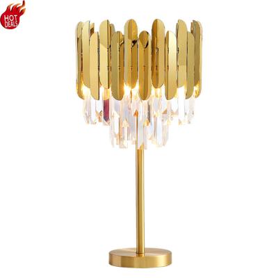 China Contemporary Post Modern Light Luxury Gold Stainless Steel Crystal Table Lamp Supplier From China for sale