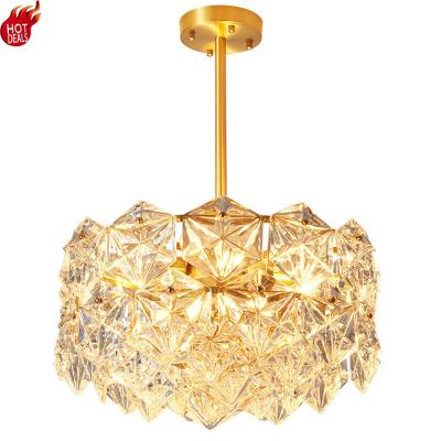 China Modern Light Luxury Postmodern Minimalist All Copper Living Room Crystal Chandelier for sale