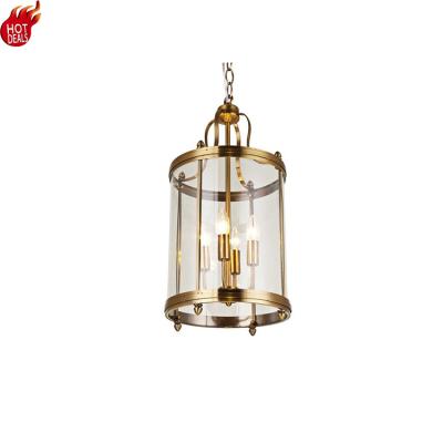 China Vintage Iron Hardware Modern Birdcage Brass Glass Hanging For Dining Room Pendant Light for sale