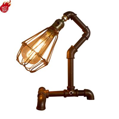 China Contemporary Industrial Retro Style Ironwork Creative Shade Pipe Table Lamp For ATTIC Bar for sale