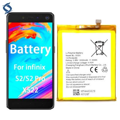 China BL-30SX X522 S2 mobile phone cell phone battery for infinix S2 pro 3000mah for sale