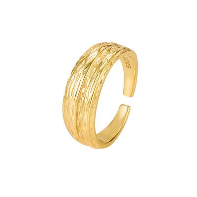 China Eco-friendly French Style Minimalist Design Gold Plated Jewelry 925 Silver Irregular Finger Rings Women for sale