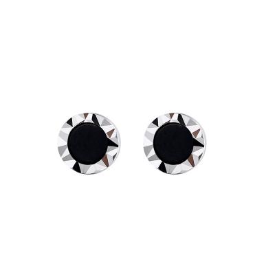 China Women's Jewelry Women's Casual/Sporty Gift 925 Sterling Silver Black Agate Stone Stud Earrings For Men for sale