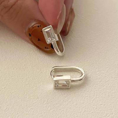 China TRENDY INS hot selling 925 sterling silver square huggie fine circle women jewelry cubic zirconia earrings for sale