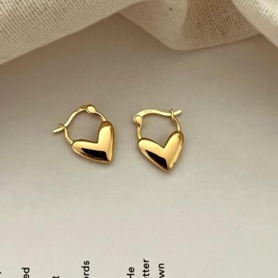 China High Quality Jewelry Daytime Minimal 925 Sterling Silver Heart Stud Clip On Statement Earrings for sale