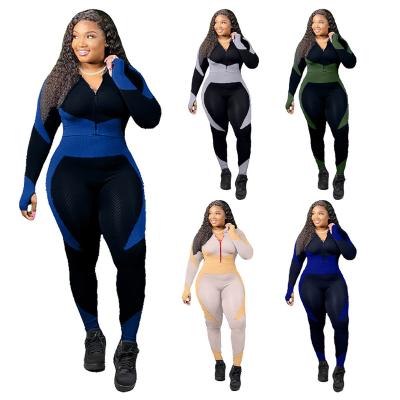 China 2022 Autumn Print Breathable Yoga Plus Size Two Piece Suit Sports Wear For Women Plus Size Gym Wear Active Wholesale Oversized Yoga Set for sale