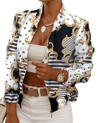 China Zacavia 2022 New Viable Women's Baseball Jacket Fashion Zipper Closure Shorts Printed Uniform Jacket for sale