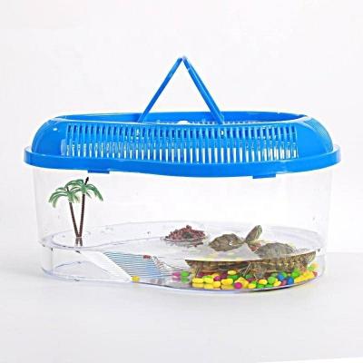 China Wholesale Viable Economical Plastic Clear Portable Turtle Tank For Reptile Deck Turtle for sale