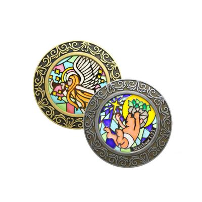 China China Cheap Souvenir Custom Mosaics Stained Enamel Glass Translucent Coins for sale