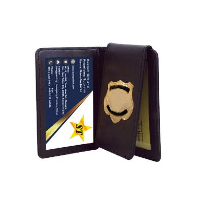 China Wholesale Metal ID Holder Wallet Badge Leather Wallet Metal Badge for sale