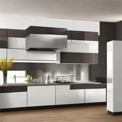 China PANEL Professional Good Price Complete Black Color Acrylic Kitchen Modern Cupboards for Kitchen Furniture Kitchen Cabinet for sale