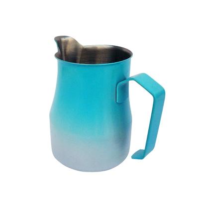 China Stainless Steel Metal Viable Skimming Pitcher Decorative Latte Art Jug Color for sale