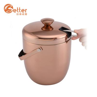 China Viable Hot Sale Club Beer Champagne Stainless Steel Metal Ice Bucket With Tongs for sale