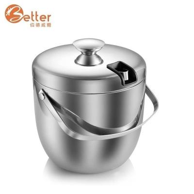 China Wholesale Custom Viable Classic Portable Hotel Anti Fingerprint Stainless Steel Wall Ice Bucket With Tongs for sale