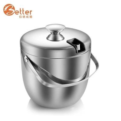 China Good Quality Nightclub Double Wall Part Good Quality Light Weight Stainless Ice Bucket With Tongs for sale