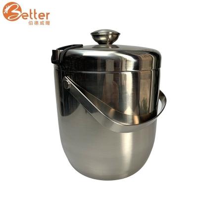 China Sustainable Restaurants Beer Stainless Icecustom Champagne Metal Ice Bucket With Lid for sale