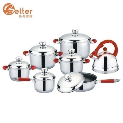 China Modern Cheap Sustainable High Quality Induction Stainless Steel Cookware Set With Kettle for sale