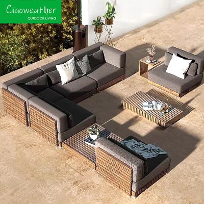 China Sofa Set Teak Hout Tuin Sectionele Modern Design Meubelen Buitenkoffietafel en Tuin Sofa Te koop