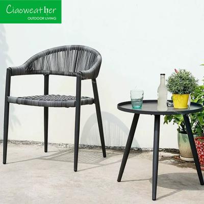 China Y Mail Packing Garden Chair Outdoor Hotel Rattan Rope Dining Chair for Patio Villa Restaurant for sale