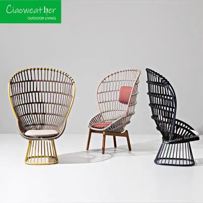 China Modern Design Aluminum Frame Water Stain Resistant Comfy Cushioning High Back Rattan Arm Chairs for Outdoor Garden Patio for sale