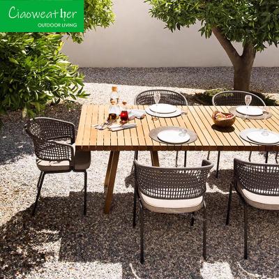 China Style Modern Outdoor Furniture Design Courtyard Expandable Dining Table Garden Set Solid Wood Teak Table for sale