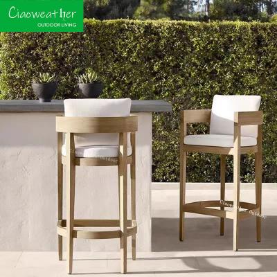 China Hotel and Bar Stool Leisure Simple Style Courtyard Teak Wood Chair for Outdoor Furniture for sale