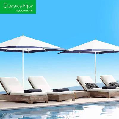 China Customized Color Teakwood Frame Wooden Villa Leisure Hotel Garden Swimming Pool Chair Courtyard Sun Lounger Sunbed Beach Waterproof Outdoor Sunlounger for sale