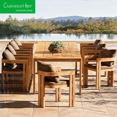 China Colour Outdoor Dining Set Solid Teak Wood Cadeira de jantar de teca para final Teakwood Patio Mobiliário de jardim à venda
