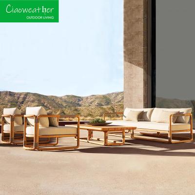 Cina Strutture ricreative Arredamento in legno per il relax In cortile Patio Outdoor Teak Wood Garden Sofa Set in vendita